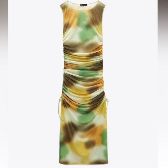 Zara Printed Tulle Dress Size L-XL NWT - Picture 7 of 11